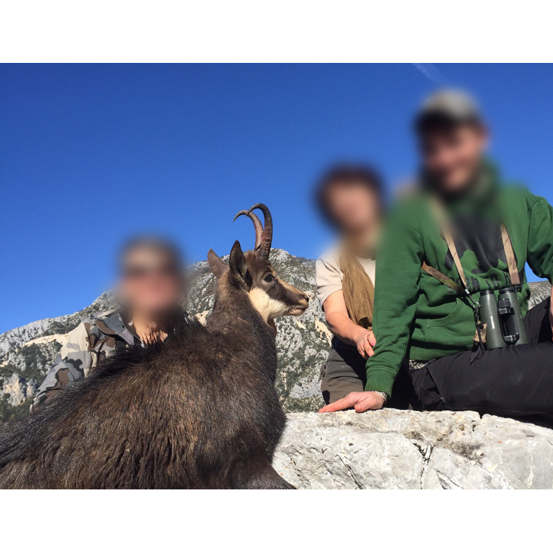 hunting team with chamois trophy in France