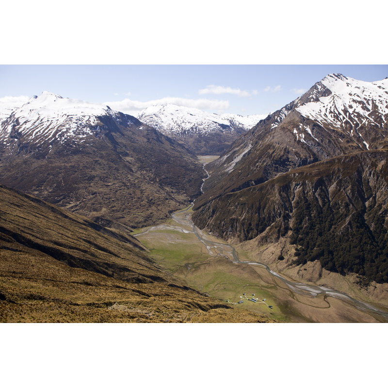 Prise de vue depuis l'hélicoptère sur le territoire de chasse de Wanaka en Nouvelle-Zélande