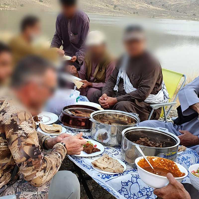 Nice meal with the local hunters in Pab Hills, Pakistan